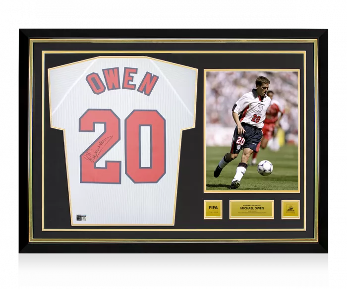 icons Michael Owen Official 1998 FIFA World Cup™ Back Signed and Hero Framed England 1998 Home Shirt