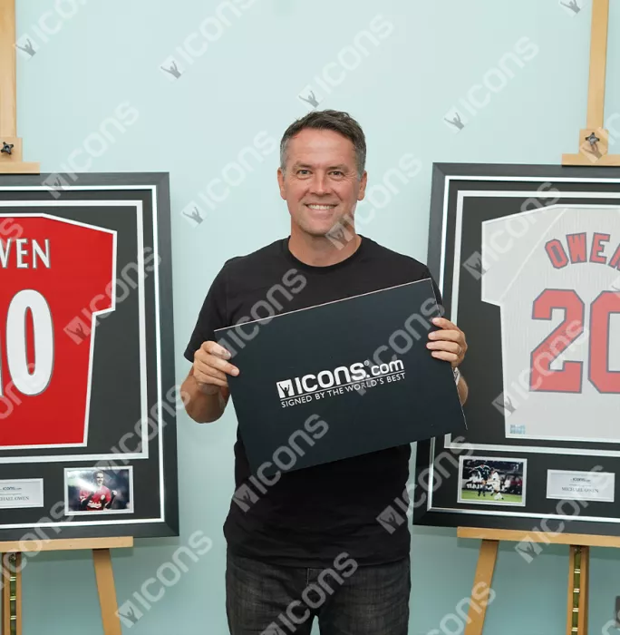 Icons Michael Owen Official 2002 FIFA World Cup™ Signed And Framed England Photo: Goal Vs Germany