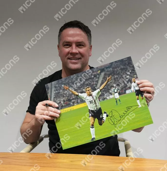 Icons Michael Owen Official 2002 FIFA World Cup™ Signed And Framed England Photo: Goal Vs Germany