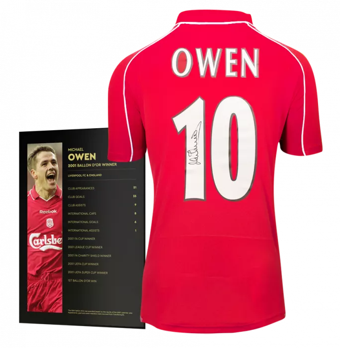 Icons Michael Owen Official Ballon D'Or™ Back Signed Liverpool FC 2000-01 Home Shirt: 2001 Winner's Pack