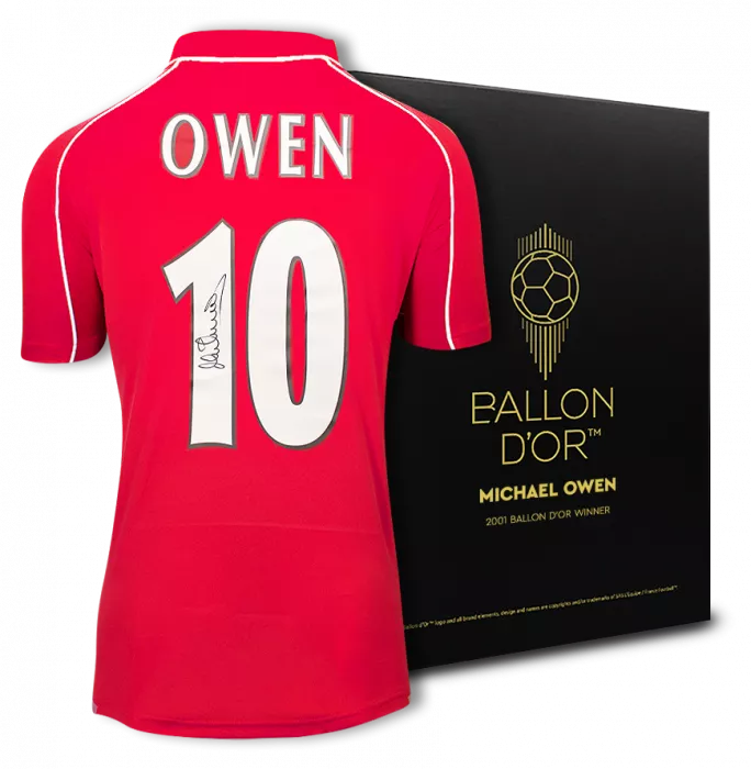 icons Michael Owen Official Ballon d'Or™ Back Signed Liverpool FC 2000-01 Home Shirt: 2001 Winner's Pack