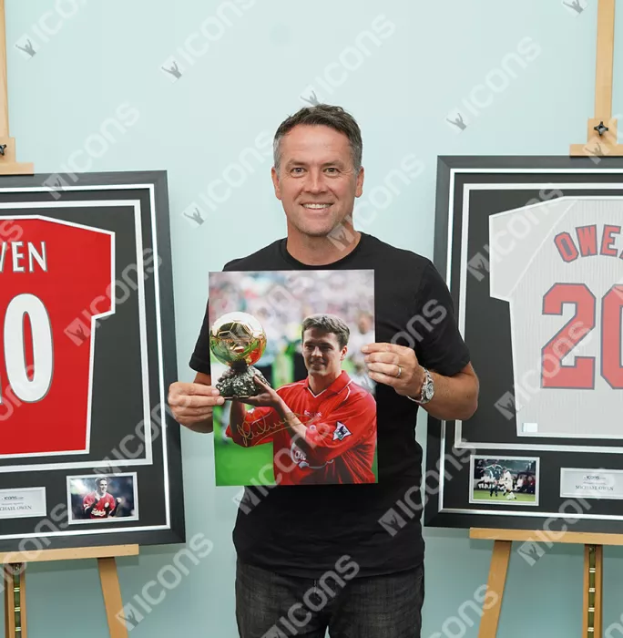 Icons Michael Owen Official Ballon D'Or™ Signed Liverpool Photo: 2001 Ballon D'Or Winner