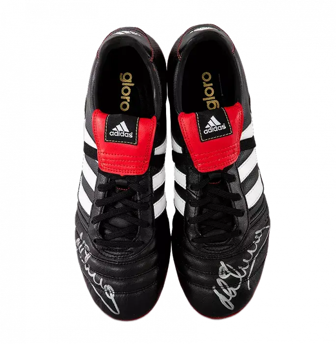 Icons Michael Owen Signed Black And Red Adidas Gloro Boot In Acrylic Case