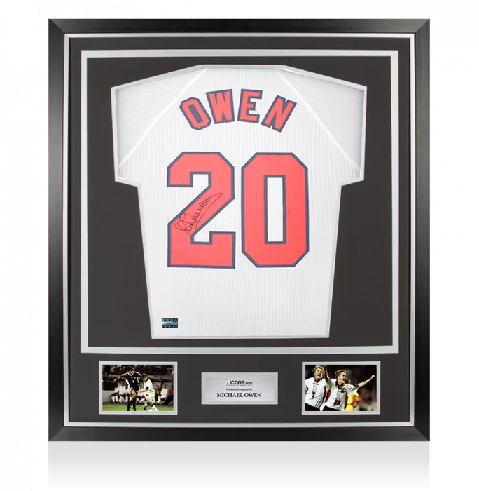 icons Michael Owen Signed England 1998 Home Shirt In Classic Frame