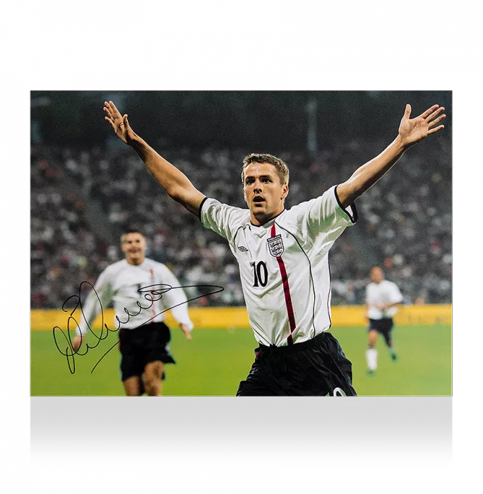 Icons Michael Owen Signed England Photo: 2001 Hat-Trick Vs Germany