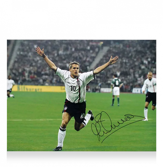 Icons Michael Owen Signed England Photo In Black Wooden Frame: Goal Vs Germany