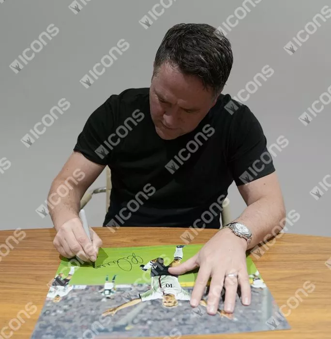 Icons Michael Owen Signed England Photo In Black Wooden Frame: Goal Vs Germany