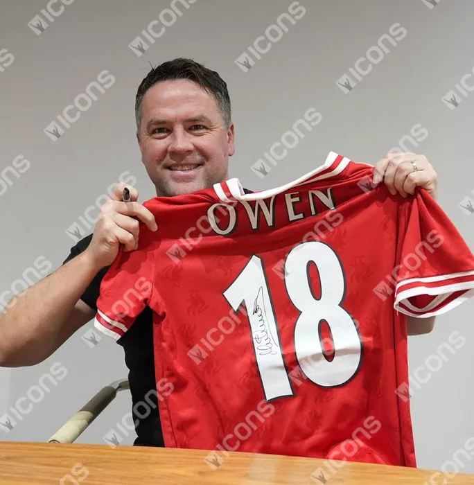 Icons Michael Owen Signed Liverpool FC 1996 Home Shirt With Fan Style Numbers In Classic Frame