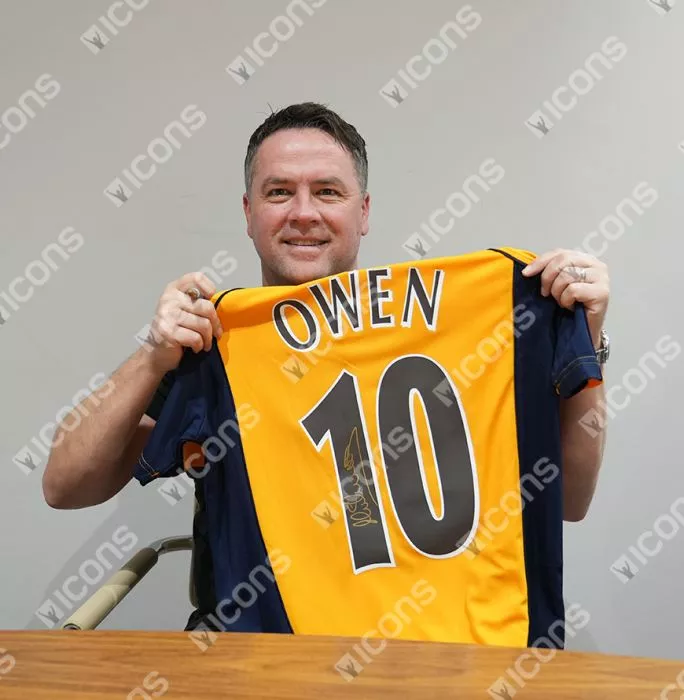 Icons Michael Owen Signed Liverpool FC 2000 Away Shirt With Fan Style Numbers In Hero Frame: Option 1