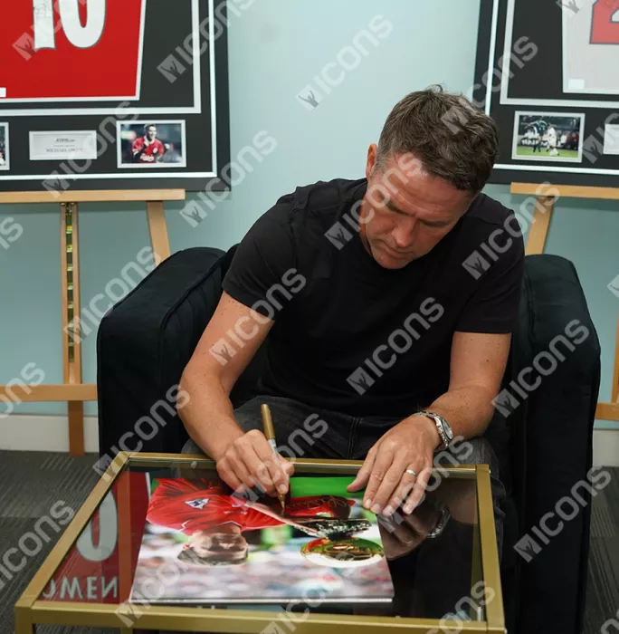 Icons Michael Owen Signed Liverpool Photo In Black Wooden Frame: 2001 Ballon D'Or Winner