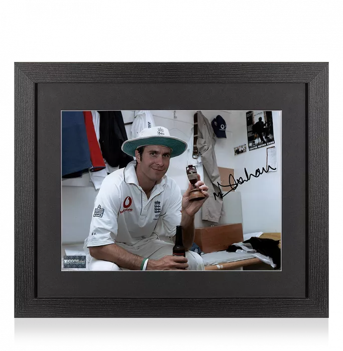 icons Michael Vaughan Signed England Photo In Black Wooden Frame: 2005 Ashes Winner