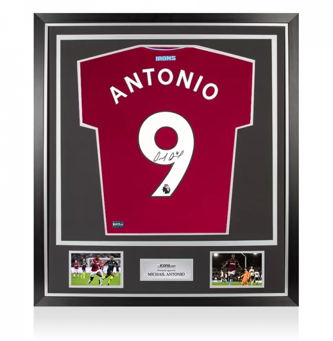icons Michail Antonio Back Signed West Ham United 2018-19 Home Shirt In Classic Frame
