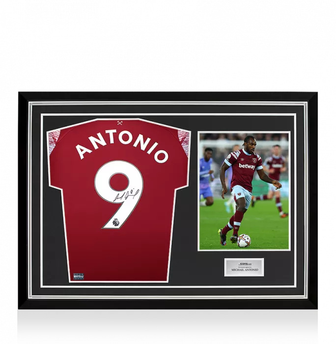 icons Michail Antonio Back Signed West Ham United 2022-23 Home Shirt In Hero Frame: Option 1