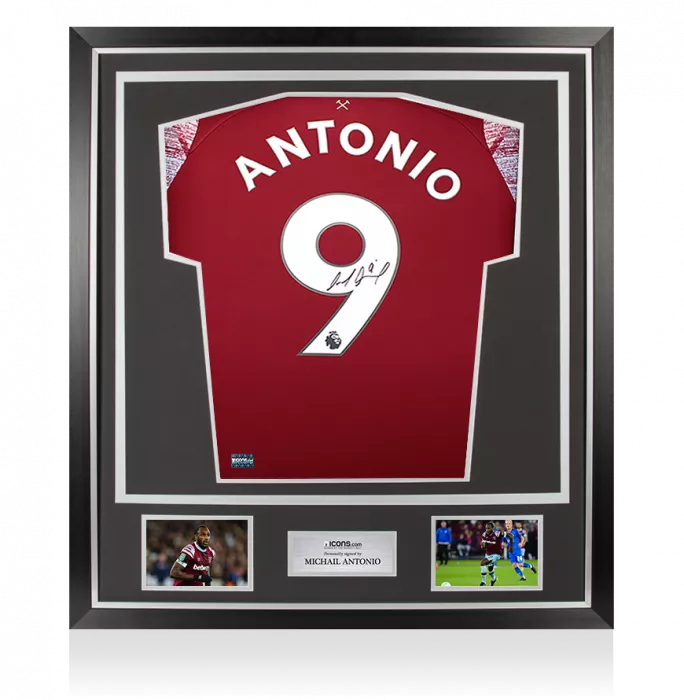 icons Michail Antonio Back Signed West Ham United 2022-23 Home Shirt In Classic Frame
