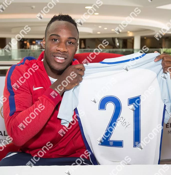Icons Michail Antonio England Back Signed 2016-17 Home Shirt