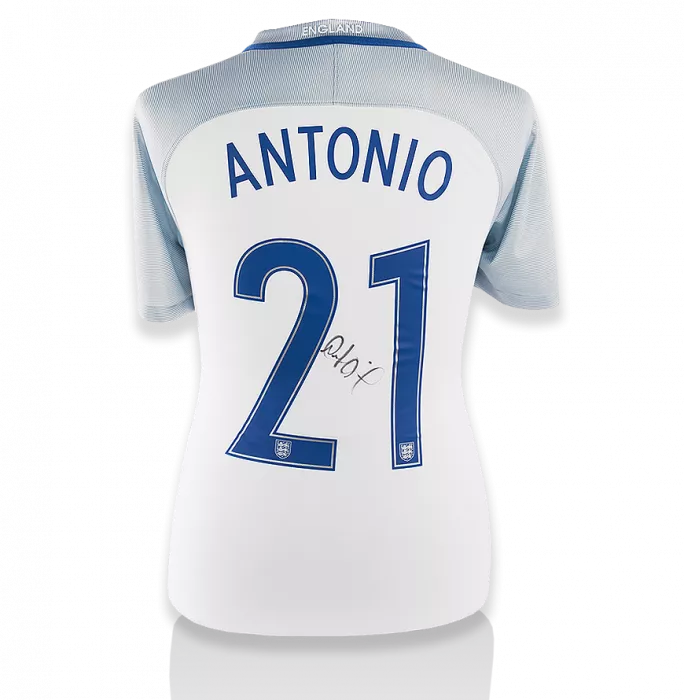 icons Michail Antonio England Back Signed 2016-17 Home Shirt