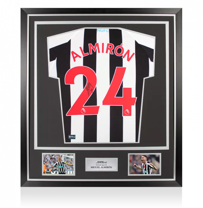 icons Miguel Almiron Back Signed Newcastle United 2022-23 Home Shirt In Classic Frame