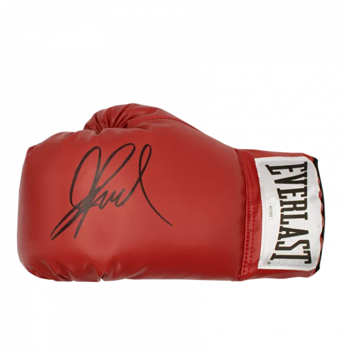 Icons Mike Tyson & Jake Paul Signed Everlast Red Full Size Boxing Gloves In Bubble Frame: Option 1