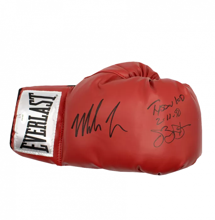 Icons Mike Tyson & James 'Buster' Douglas Dual Signed Everlast Red Boxing Glove - Tyson KO 2/11/90 Inscription In Bubble Frame: Option 1