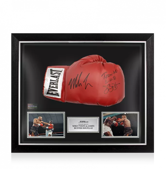 Icons Mike Tyson & James 'Buster' Douglas Dual Signed Everlast Red Boxing Glove - Tyson KO 2/11/90 Inscription In Bubble Frame: Option 1