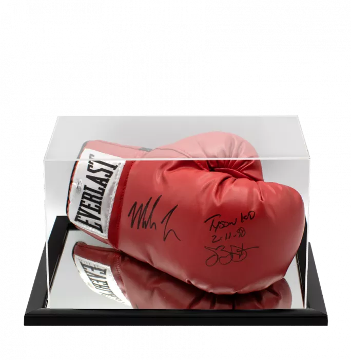 icons Mike Tyson & James 'Buster' Douglas Dual Signed Everlast Red Boxing Glove - Tyson KO 2/11/90 Inscription In Acrylic Case