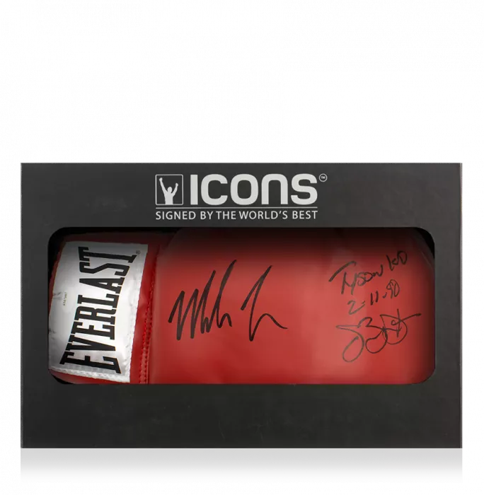 icons Mike Tyson & James 'Buster' Douglas Dual Signed Everlast Red Boxing Glove - Tyson KO 2/11/90 Inscription In Deluxe Packaging