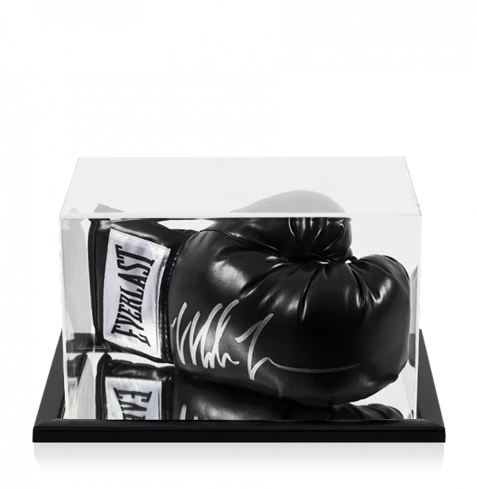 Icons Mike Tyson Signed Black Everlast Boxing Glove In Acrylic Case