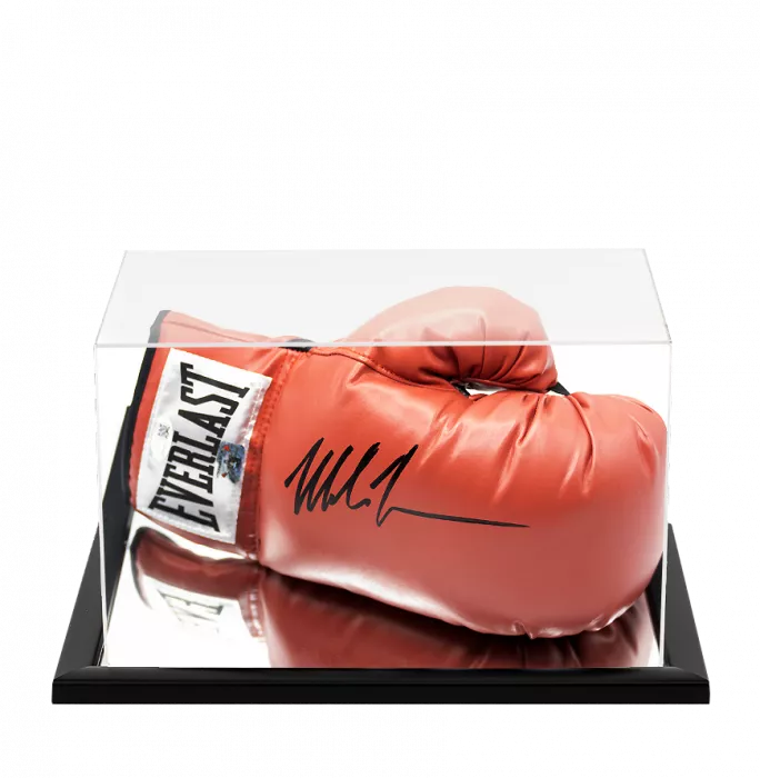 icons Mike Tyson Signed Everlast Red Boxing Glove In Acrylic Case