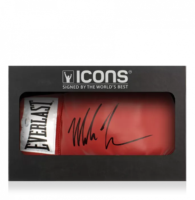 icons Mike Tyson Signed Everlast Red Full Size Boxing Glove In Deluxe Packaging