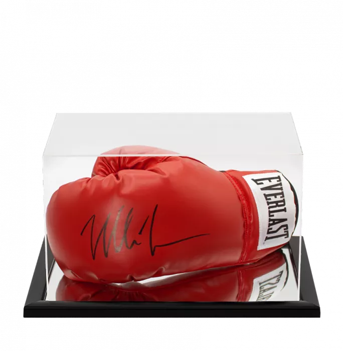 icons Mike Tyson Signed Red Boxing Glove In Acrylic Case