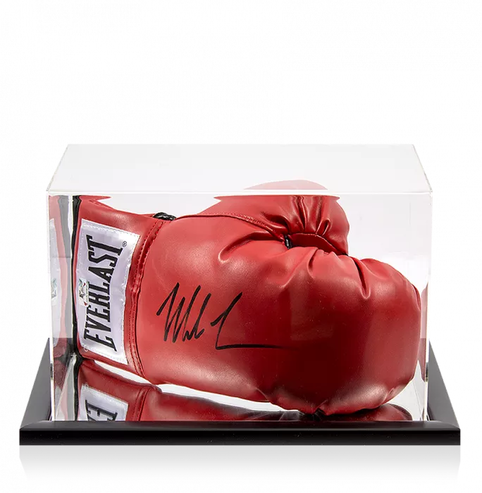 icons Mike Tyson Signed Red Everlast Boxing Glove In Acrylic Case