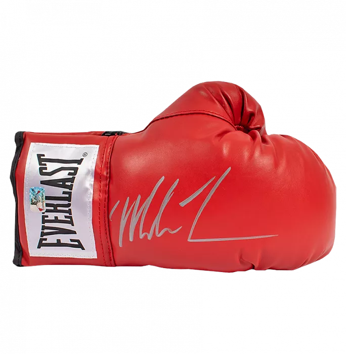 Icons Mike Tyson Signed Red Everlast Boxing Glove With Silver Signature In Deluxe Packaging