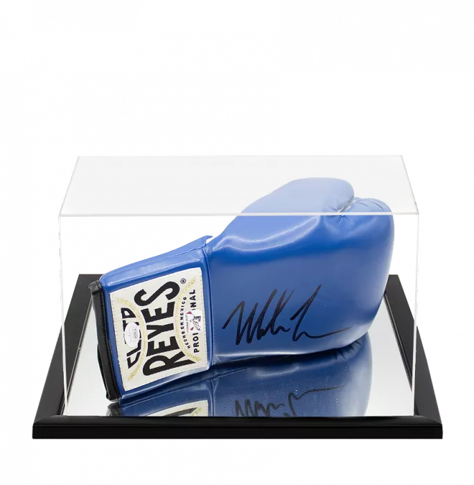 Icons Mike Tyson Signed Reyes Blue Boxing Glove In Acrylic Case