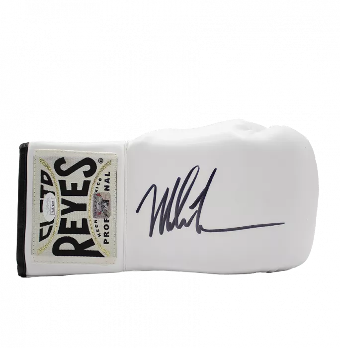 Icons Mike Tyson Signed Reyes White Boxing Glove In Acrylic Case