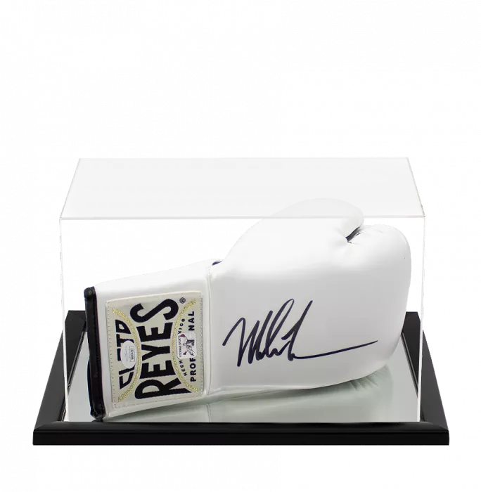 icons Mike Tyson Signed Reyes White Boxing Glove In Acrylic Case