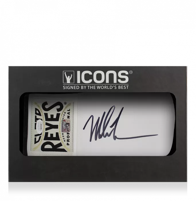 icons Mike Tyson Signed Reyes White Boxing Glove In Deluxe Packaging