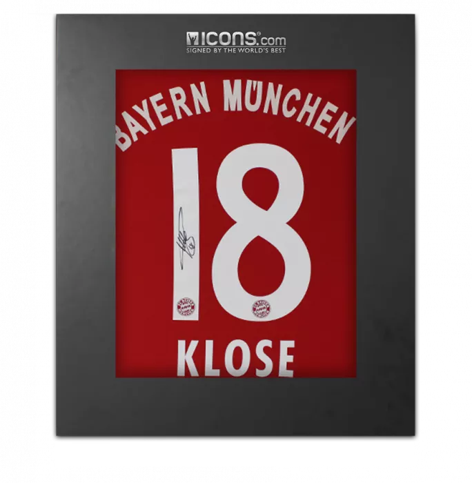 icons Miroslav Klose Back Signed FC Bayern Munich 2007-08 Home Shirt In Deluxe Packaging