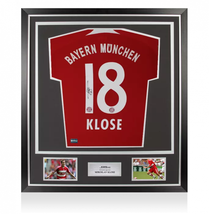 icons Miroslav Klose Back Signed FC Bayern Munich 2007-08 Home Shirt In Classic Frame