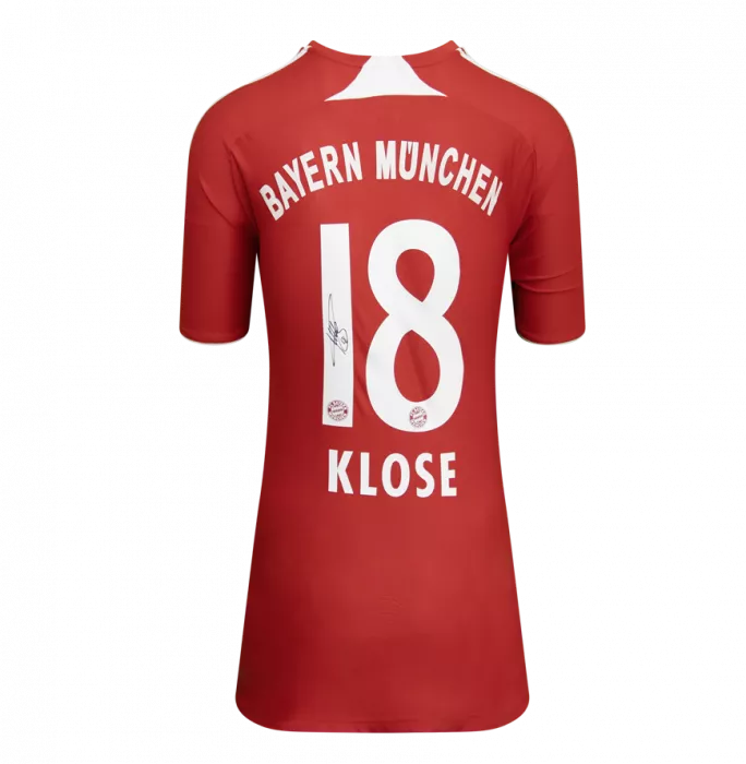 Icons Miroslav Klose Back Signed FC Bayern Munich 2008-09 Home Shirt In Hero Frame: Option 1