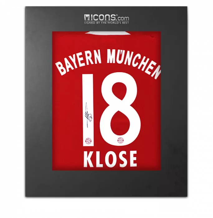 icons Miroslav Klose Back Signed FC Bayern Munich 2008-09 Home Shirt In Deluxe Packaging