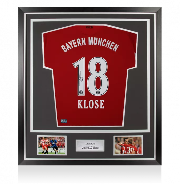 icons Miroslav Klose Back Signed FC Bayern Munich 2010-11 Home Shirt In Classic Frame