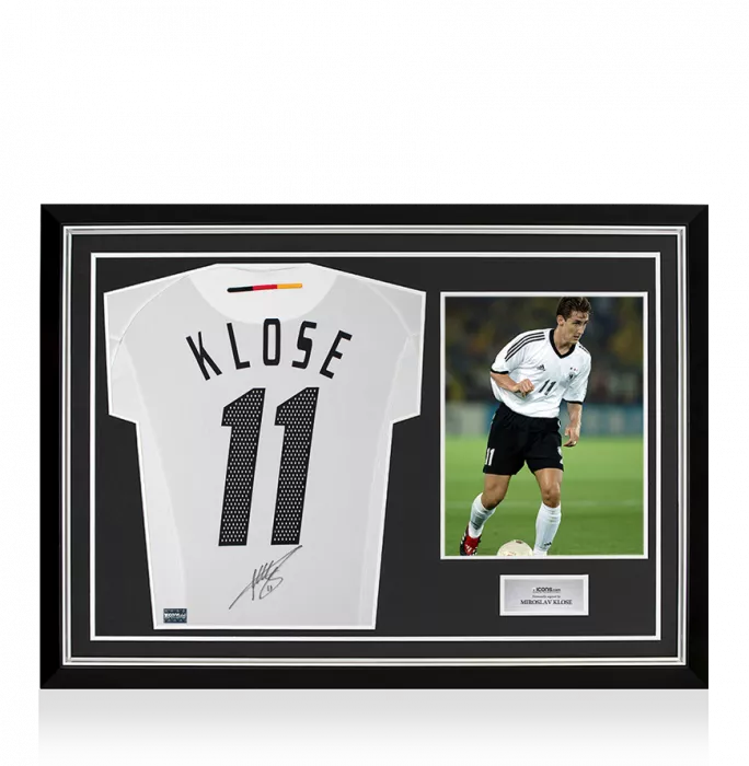icons Miroslav Klose Back Signed Germany 2002-04 Home Shirt In Hero Frame: Option 1