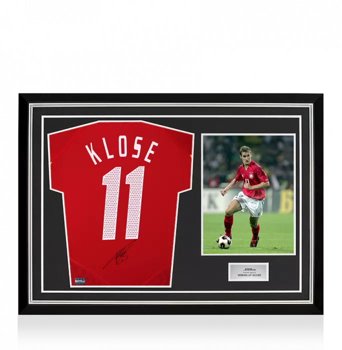 icons Miroslav Klose Back Signed Germany 2004-06 Third Shirt In Hero Frame: Option 1