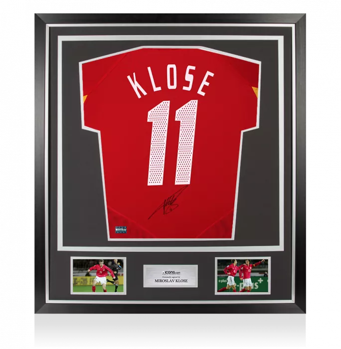 icons Miroslav Klose Back Signed Germany 2004-06 Third Shirt In Classic Frame