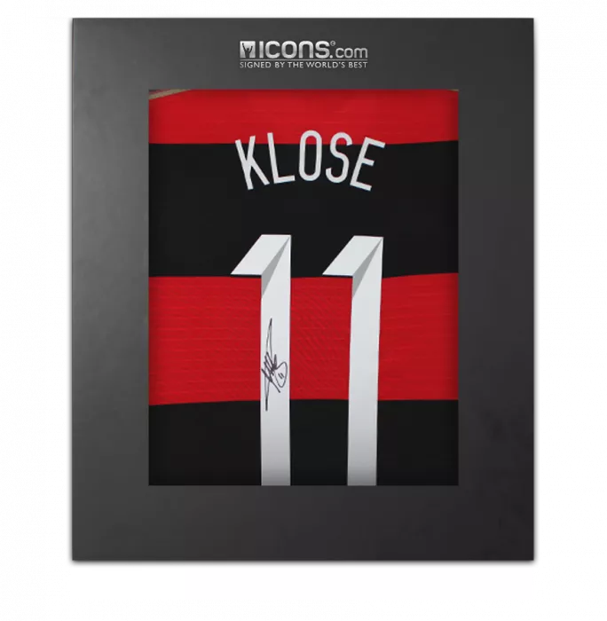 icons Miroslav Klose Back Signed Germany 2014 Away Shirt In Deluxe Packaging