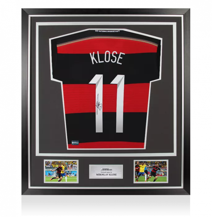 icons Miroslav Klose Back Signed Germany 2014 Away Shirt In Classic Frame