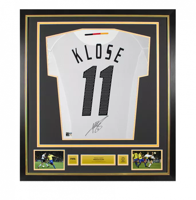 icons Miroslav Klose Official 2002 FIFA World Cup™ Back Signed and Framed Germany 2002-04 Home Shirt
