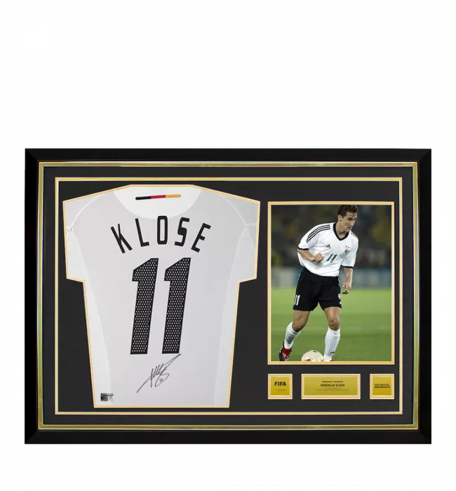 icons Miroslav Klose Official 2002 FIFA World Cup™ Back Signed and Hero Framed Germany 2002-04 Home Shirt