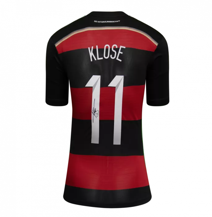 Icons Miroslav Klose Official 2014 FIFA World Cup™ Back Signed And Framed Germany 2014 Away Shirt