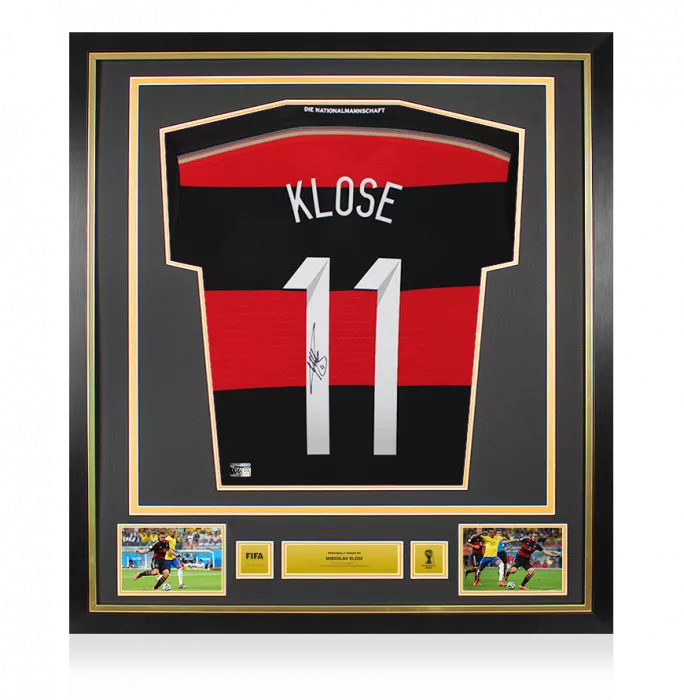 icons Miroslav Klose Official 2014 FIFA World Cup™ Back Signed and Framed Germany 2014 Away Shirt